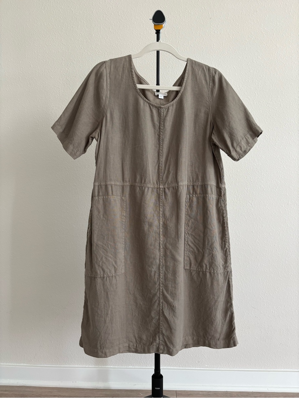 J. Jill Pure Jill Garment Dyed Linen Shift Dress Light Olive Khaki Green Sz M - Picture 2 of 4